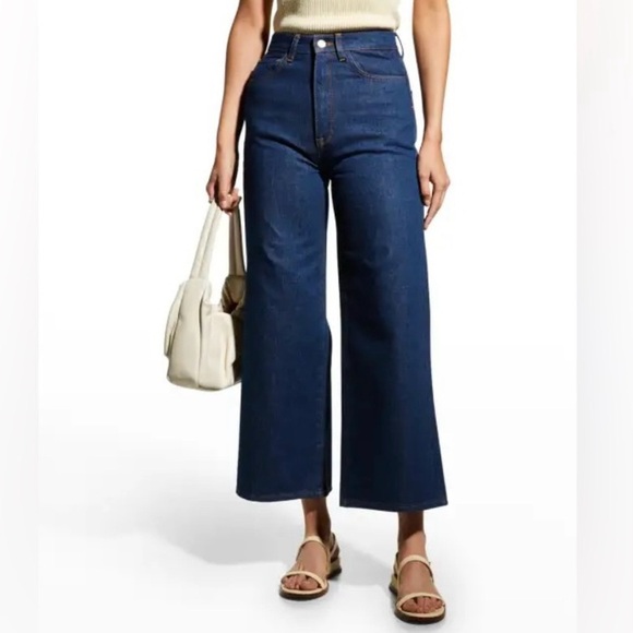 NWT Triarchy Ms. Bardot High-rise Wide Crop Dark Wash Jeans 100% Organic size 26